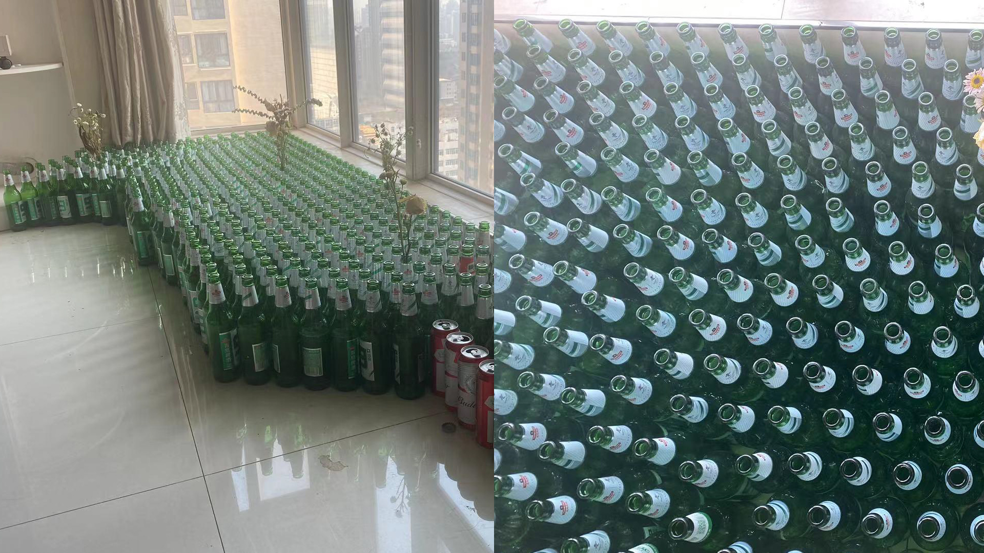 3名90后小伙因疫情不出门,20天喝光400瓶啤酒摆满屋,网友炸锅_哔哩