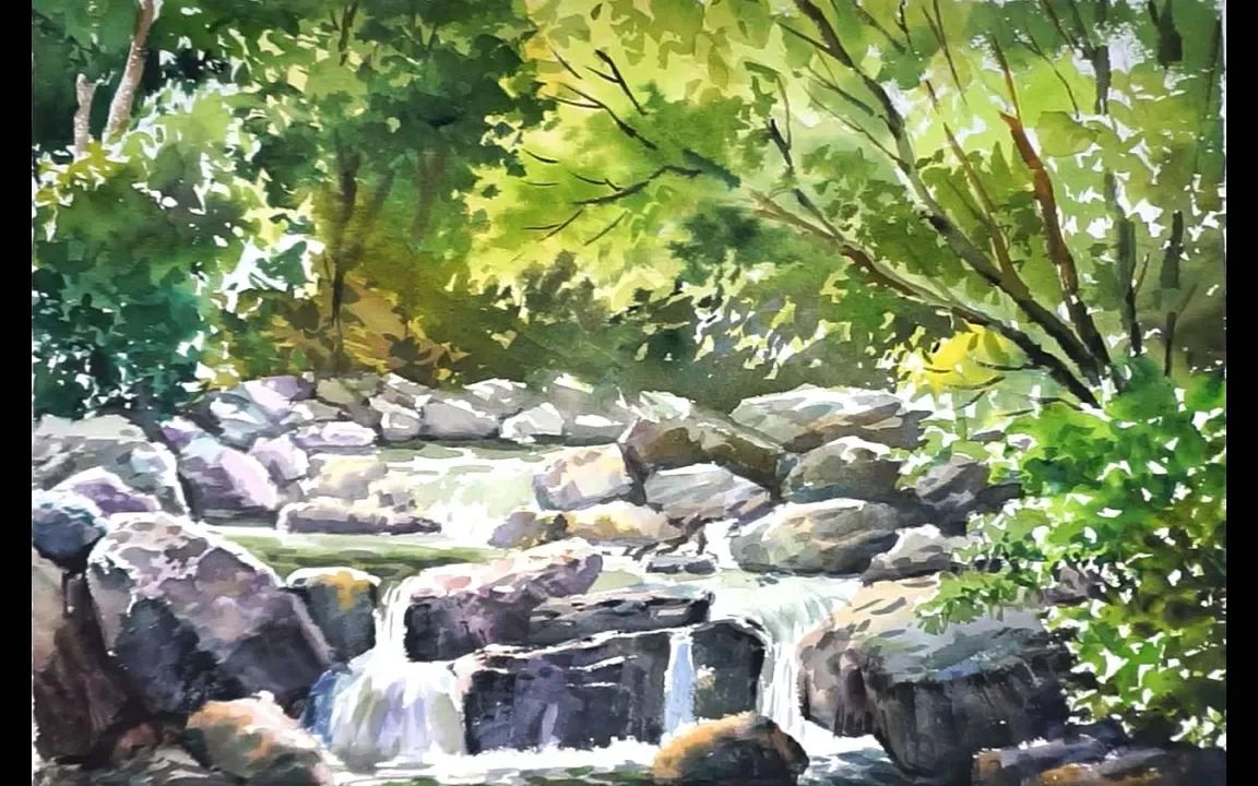 水彩山水画