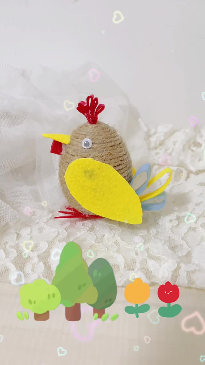麻绳不织布改造可爱小鸡趣味十足
