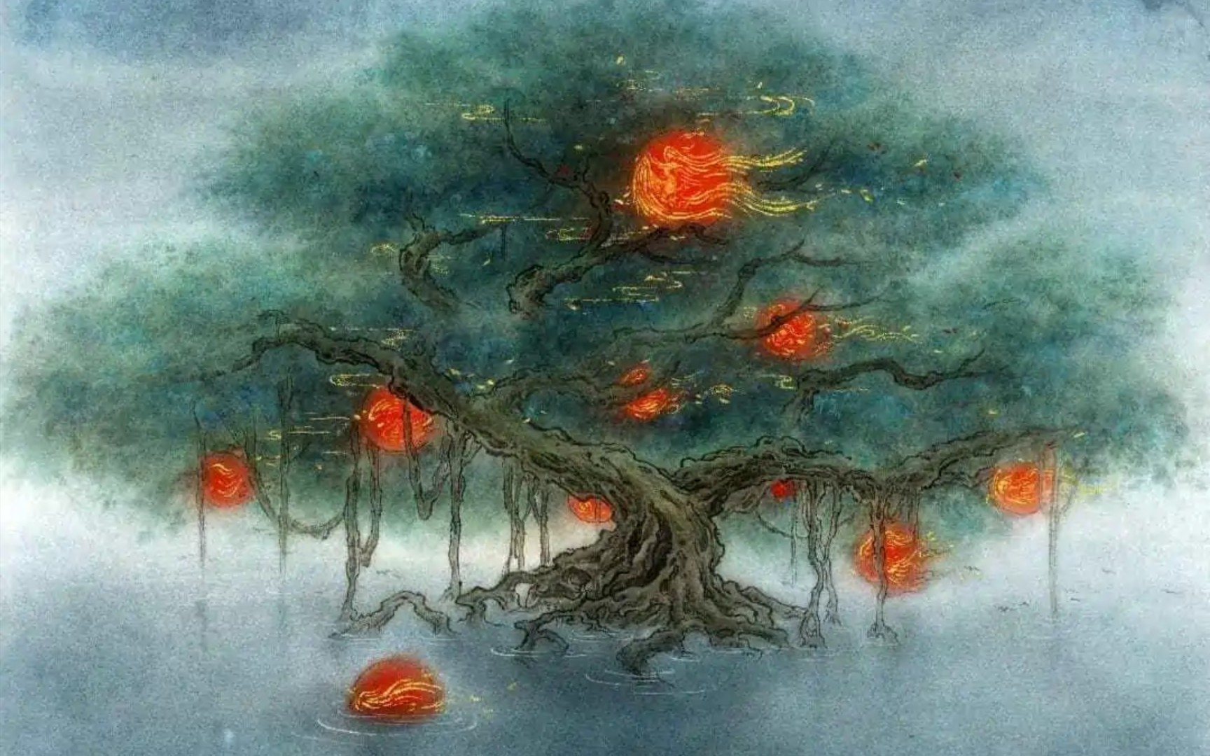 《山海经61海外东经》汤谷上有扶桑,十日所浴,居水中