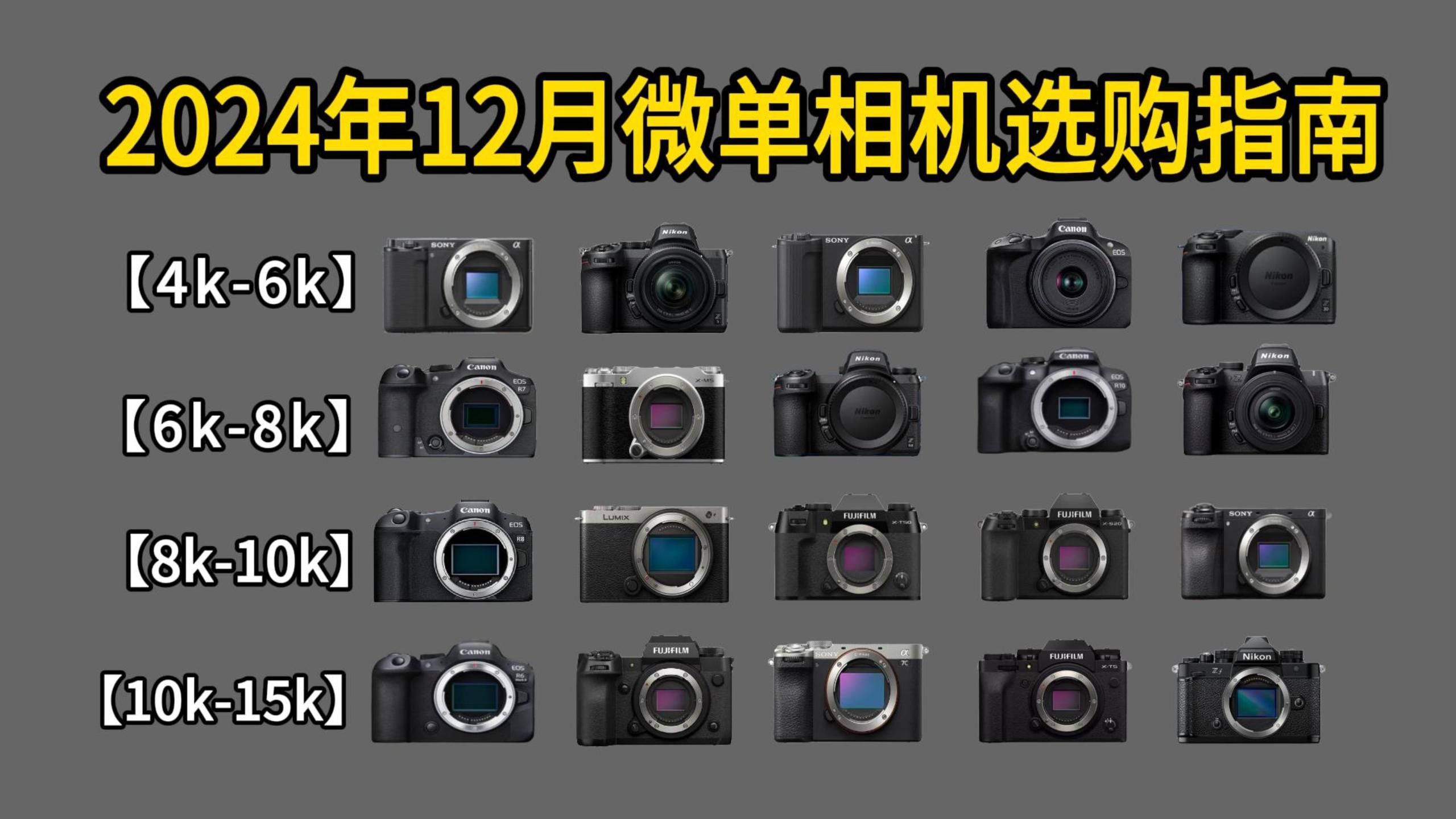 【年末总结相机推荐清单】2024年12月最新相机微单购买指南,新手入门微单推荐全价位(包含索尼/佳能/富士/松下/尼康)选单反还是微单?全价位任你选...