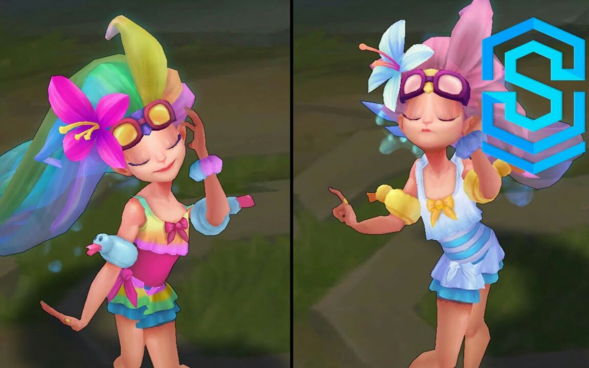 泳池派对佐伊炫彩皮肤预览lol英雄联盟