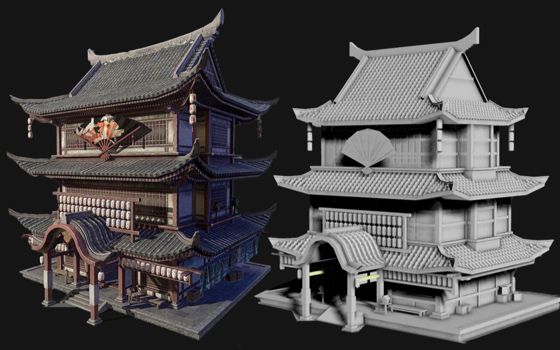 【3dmax场景建模】简单古建筑场景制作,0基础入门案例