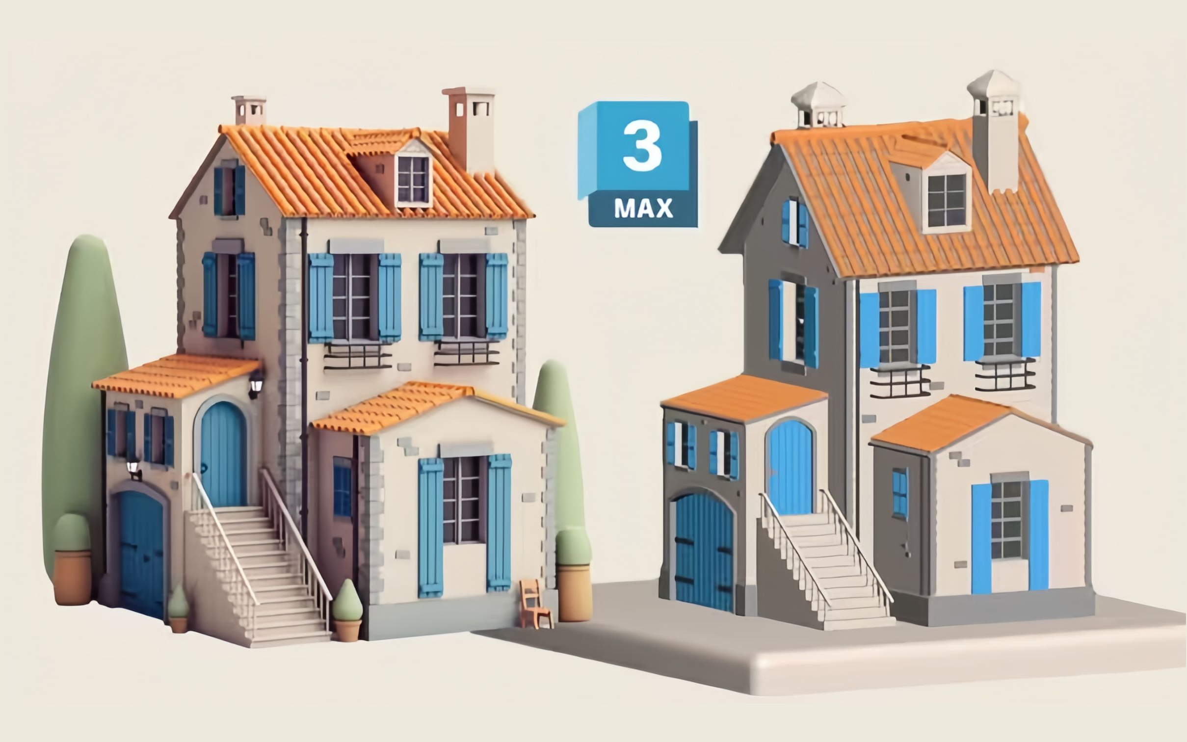 卡通房屋模型搭建,材质上色渲染案例教学!