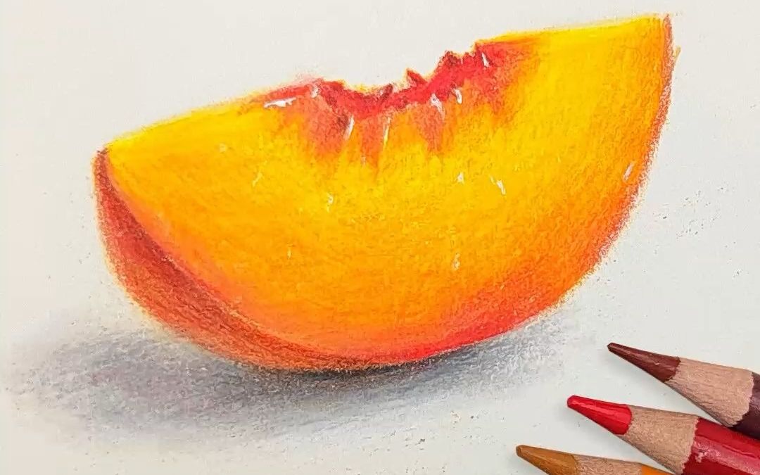 【彩铅手绘】切开的黄桃该怎么画,点开学习吧!
