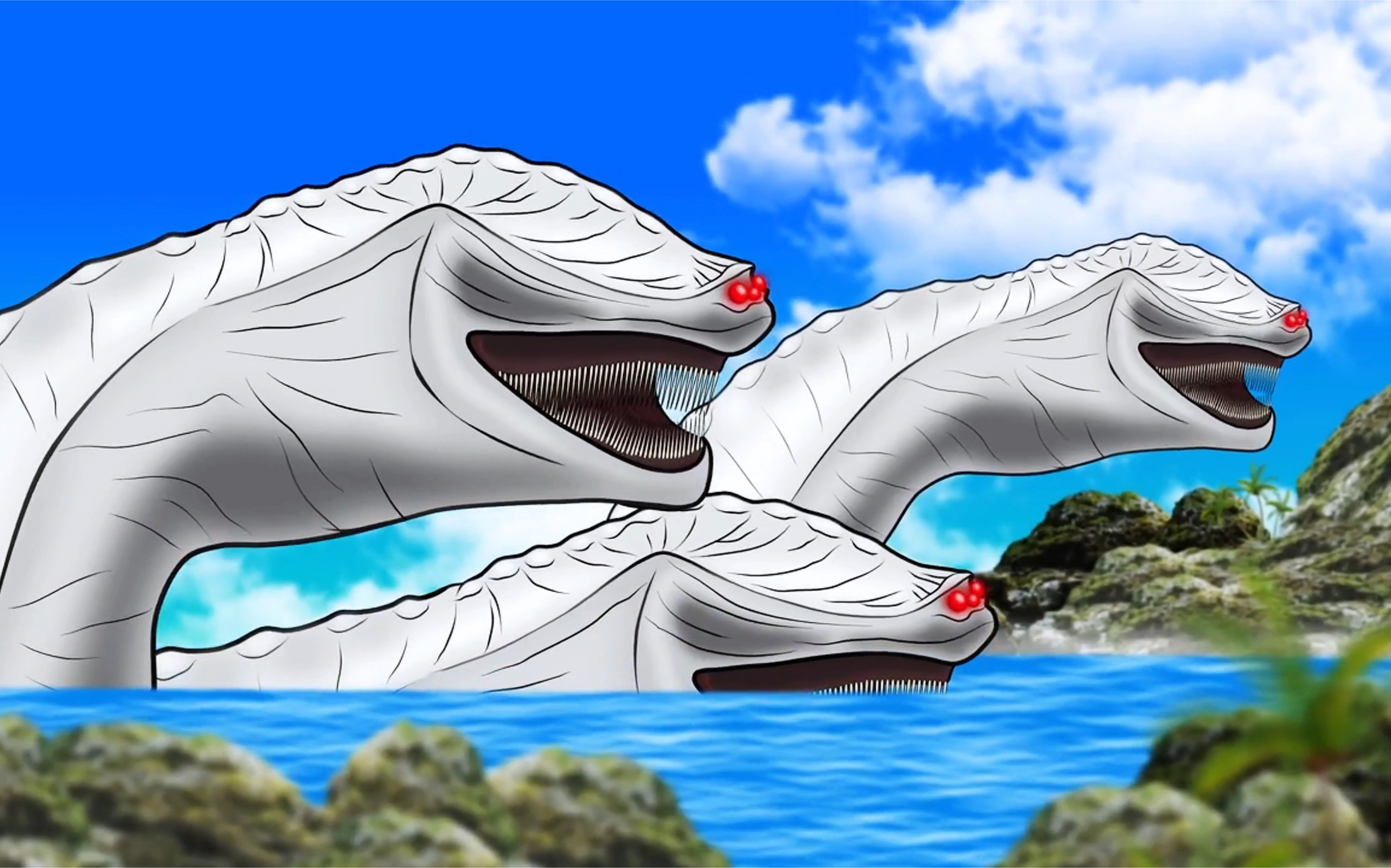 3只万米玛雅将行星哥斯拉围堵于深海山谷,而这一切都是宇宙神秘力量