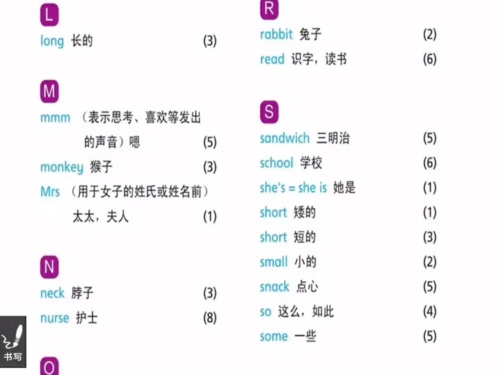 译林版英语二年级上册单词表朗读哔哩哔哩bilibili