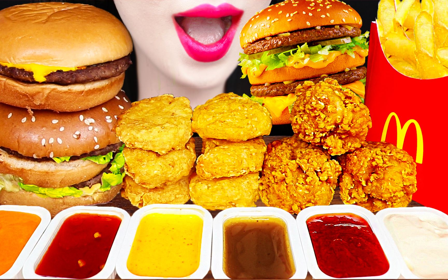 jane asmr 吃麦当劳 汉堡 炸鸡 鸡块 mcdonalds mukbang eating