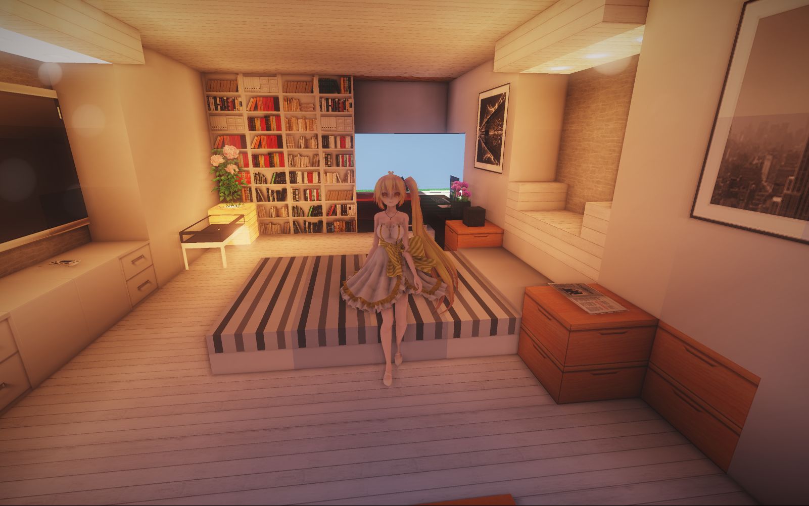 【minecraft】喵喵喵,本花花又回来了,简短的1楼展示内饰
