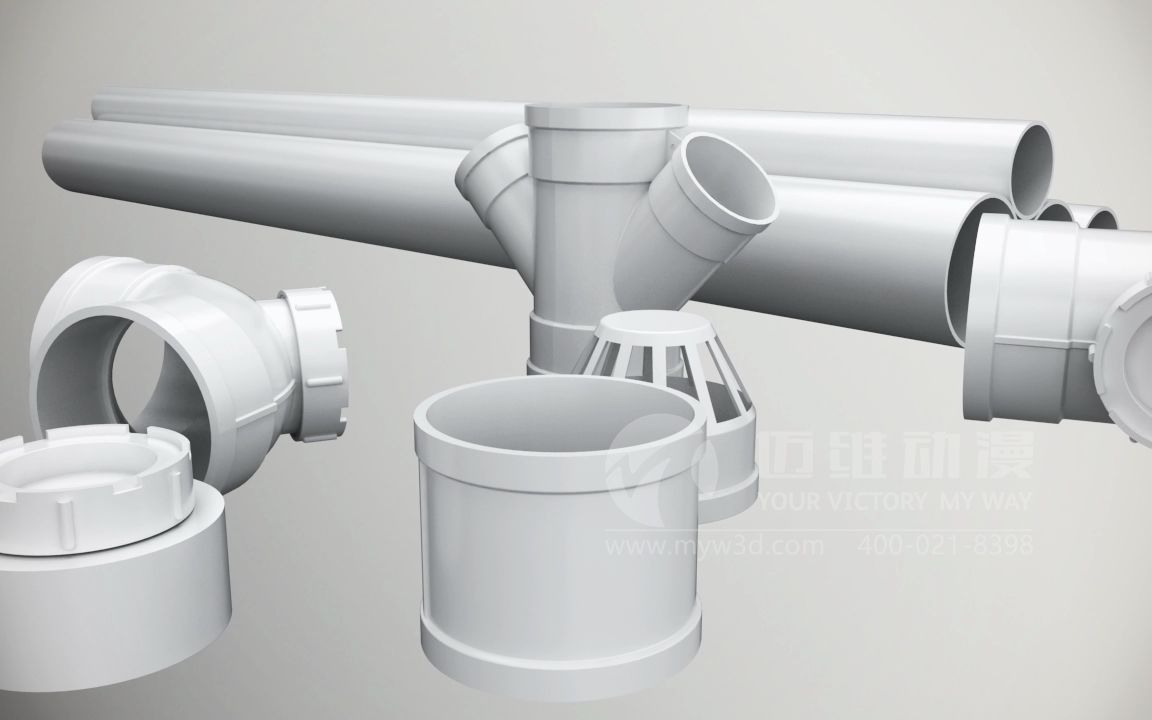 [图]高层建筑排水管道系统三维展示-工业三维动画制作公司