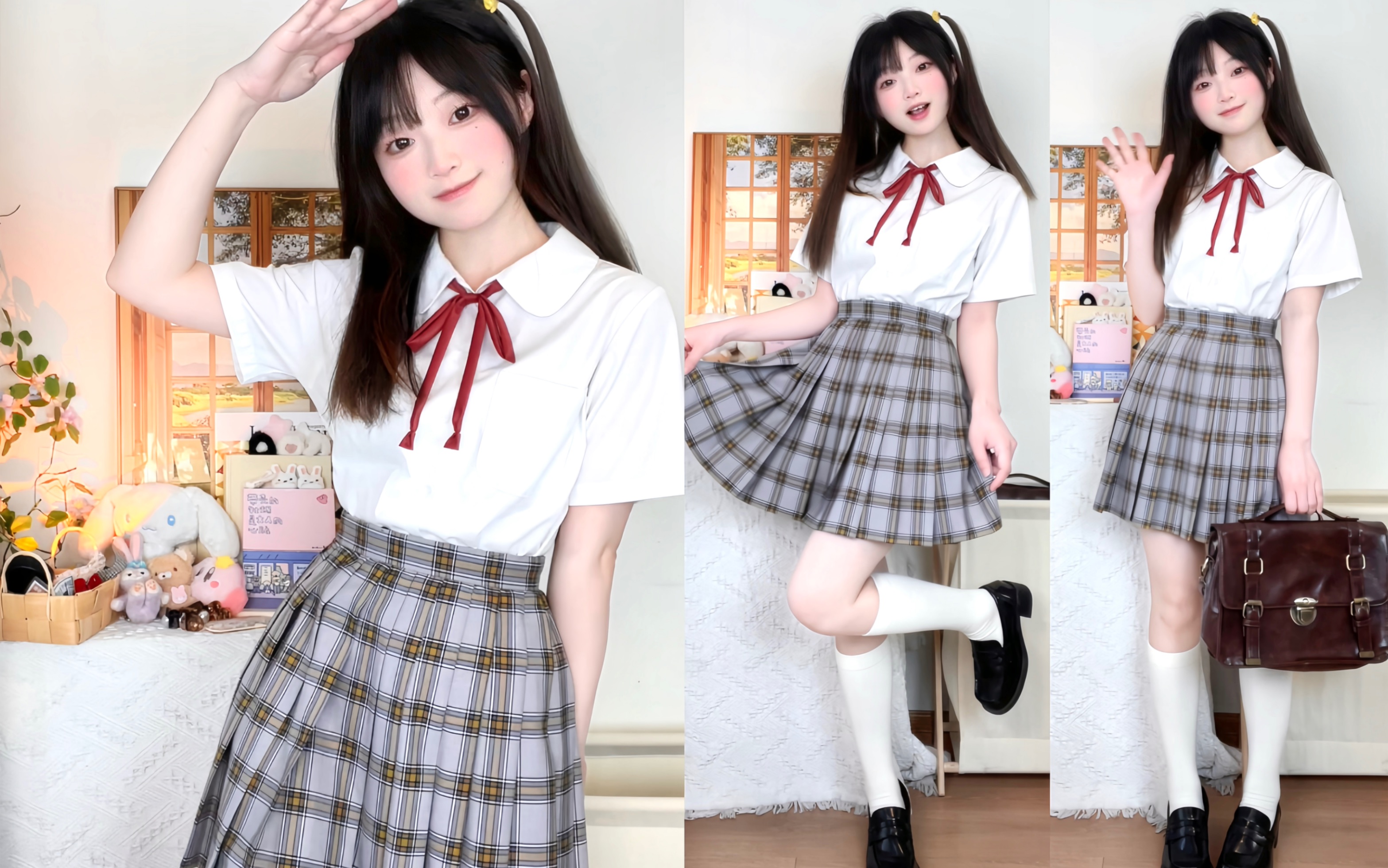 153jk穿搭|好特别的校供感灰黄格92