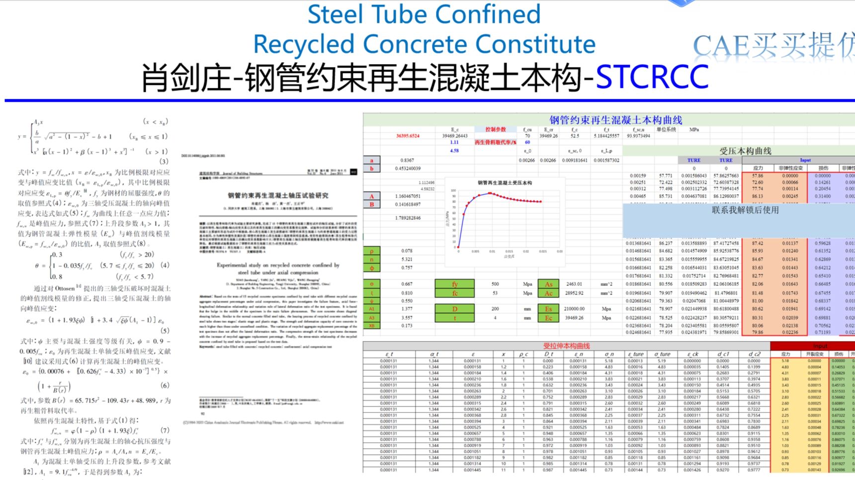 ABAQUS材料本构钢管约束再生混凝土本构肖建庄哔哩哔哩bilibili