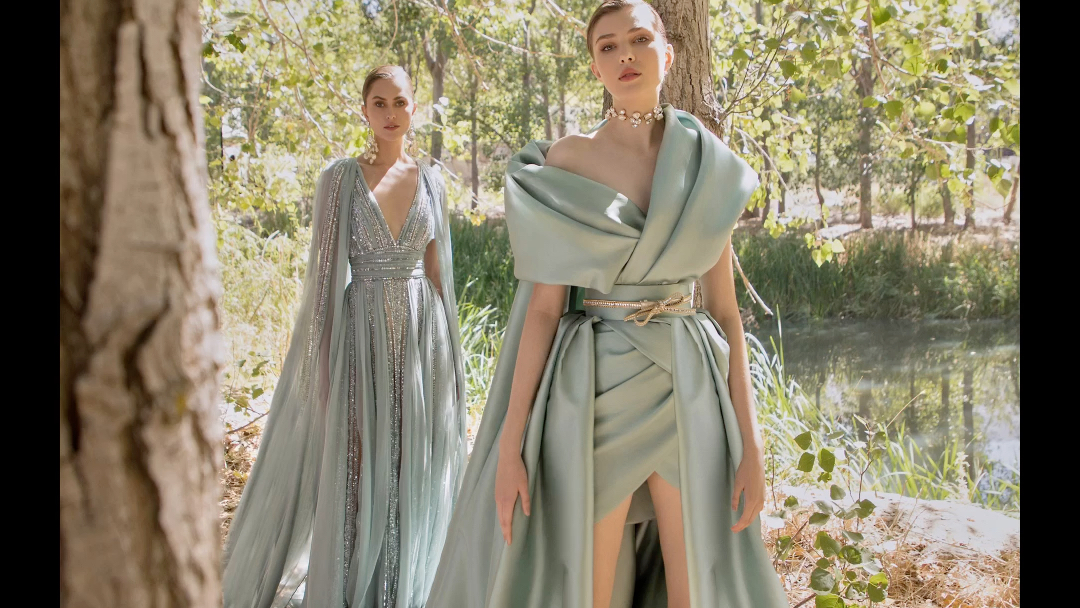 黎巴嫩高定eliesaabfall2020couture在貝魯特森林拍攝優雅端莊仙氣