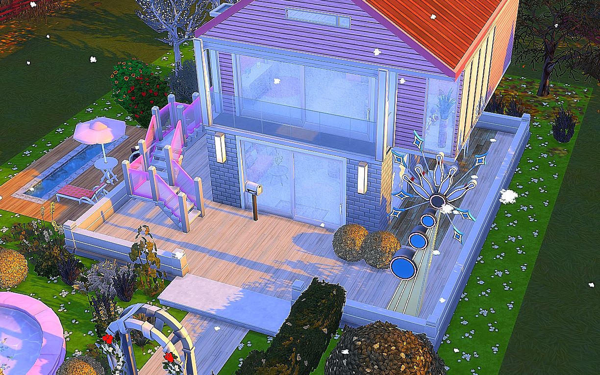 【模拟人生4】花园洋房,雪花飘飘,一人独居.