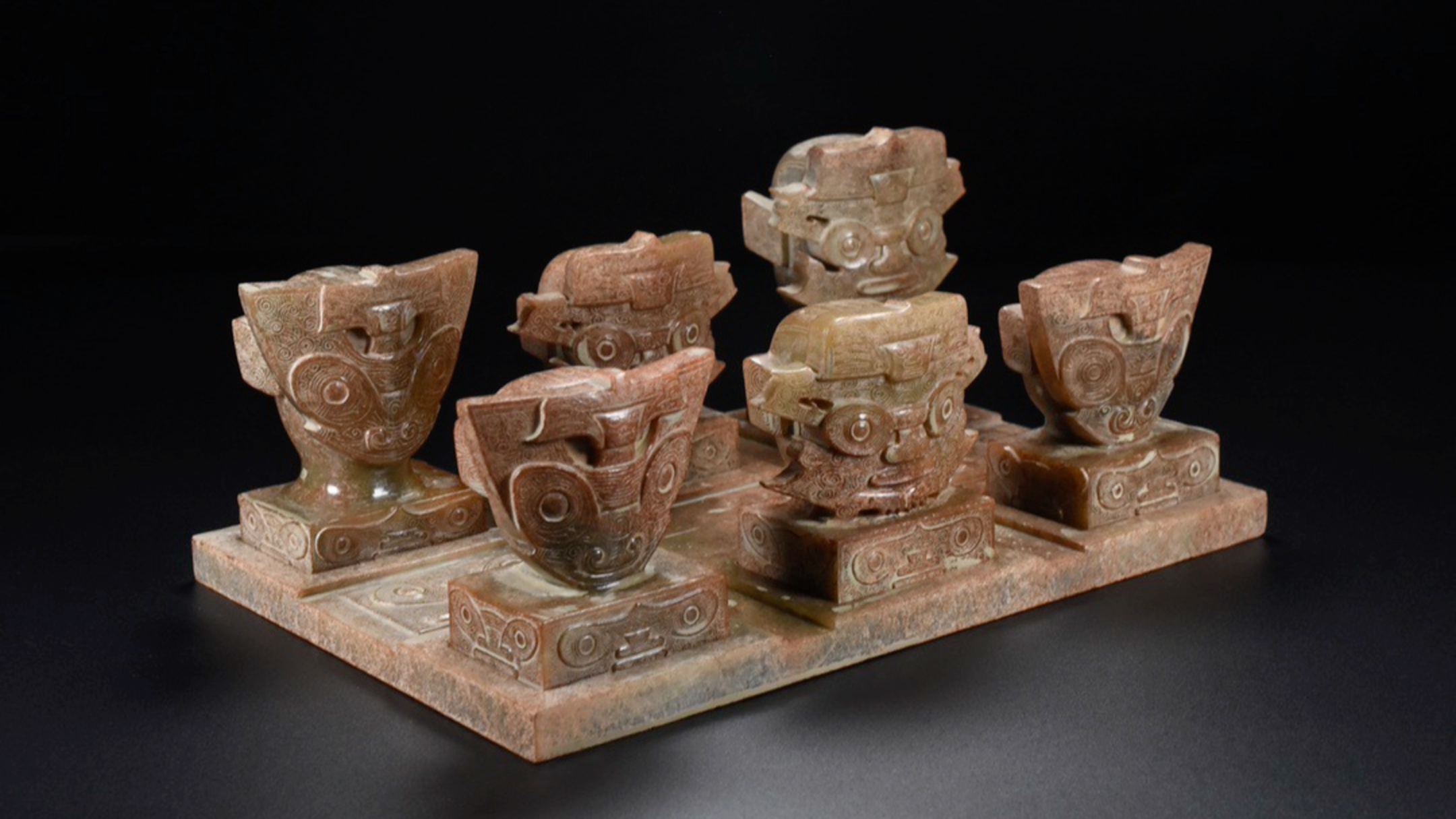 古玉老玉生坑土沁灰皮沁印章一套