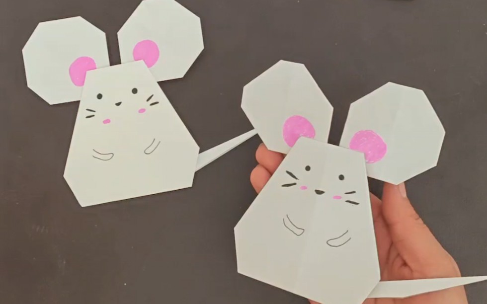 超级简单的可爱小老鼠折纸 创意手工折纸