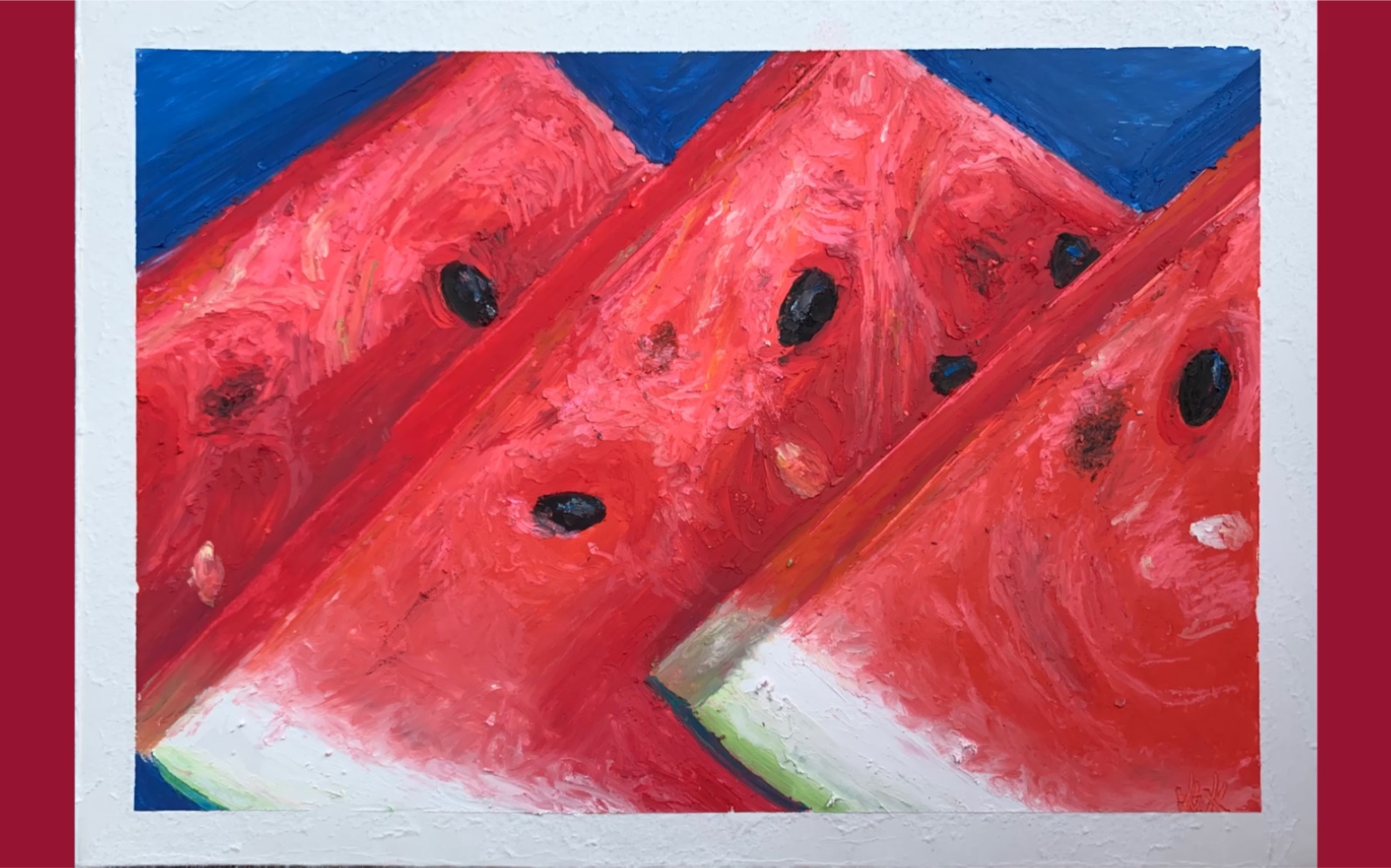 油画棒天气晴了就要吃西瓜凉爽