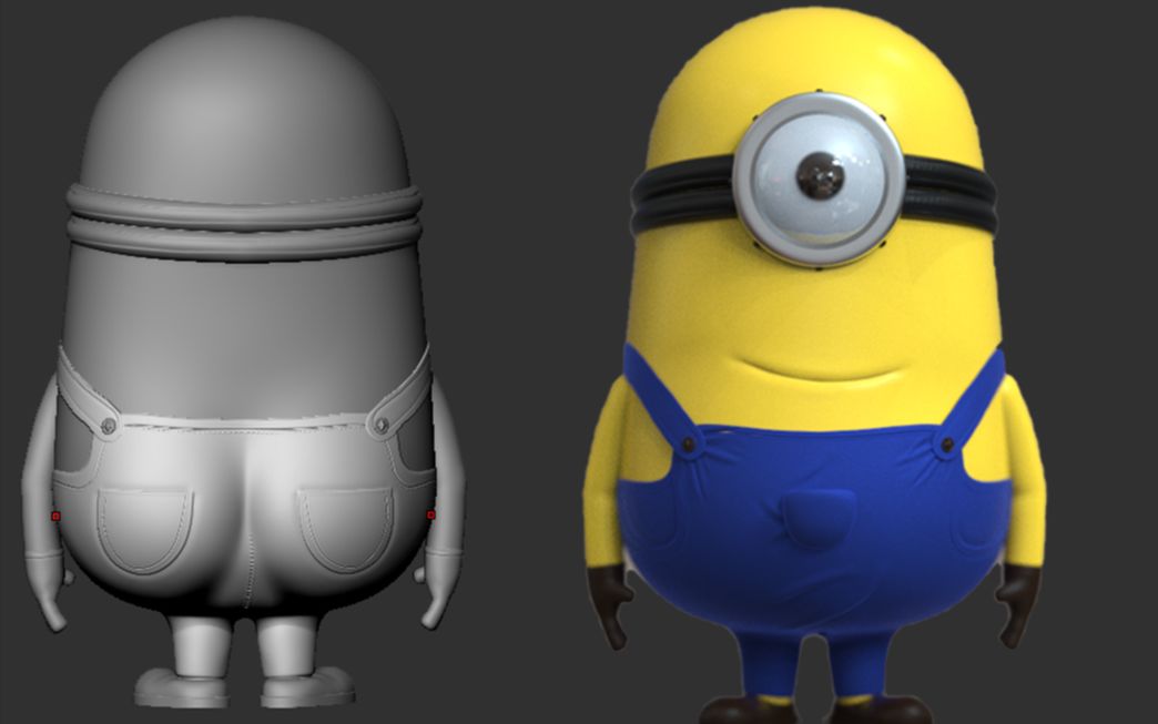 【zbrush建模】卡通人物小黄人zbrush模型教学