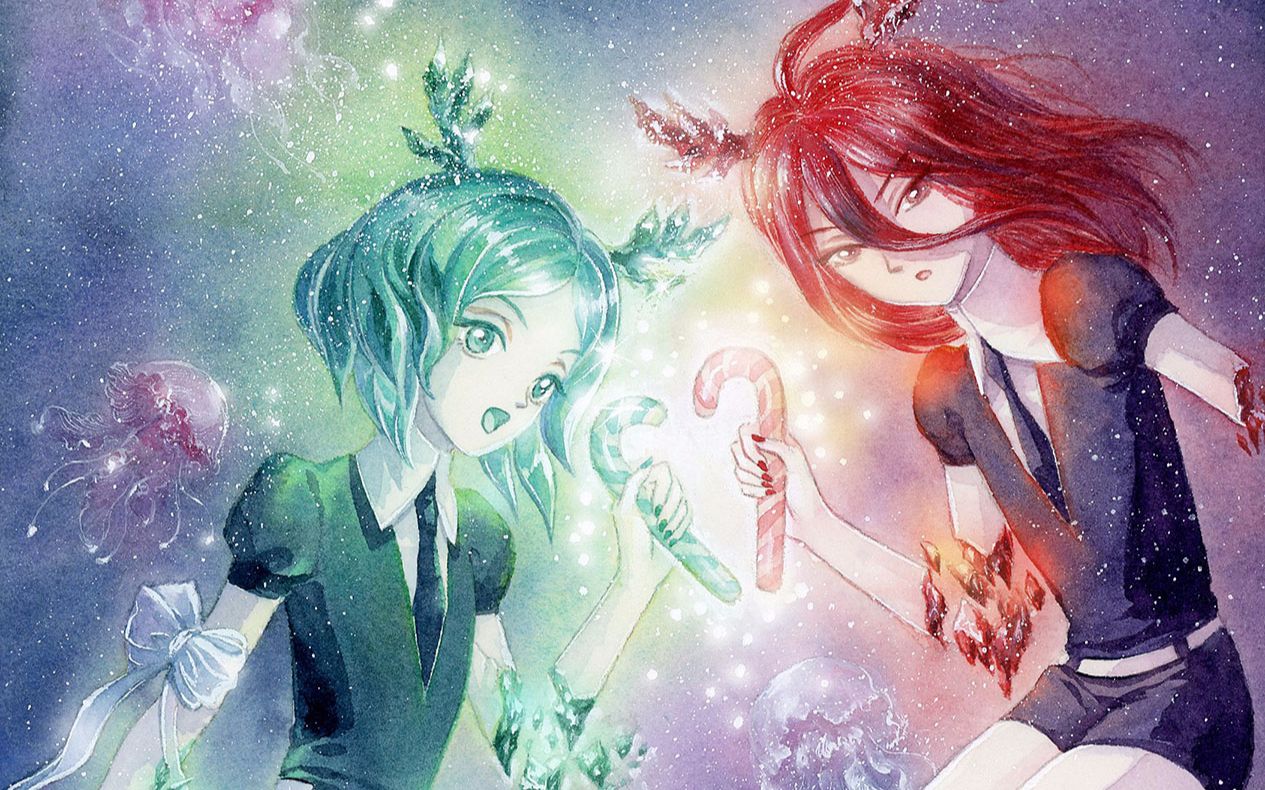 【水彩手绘】宝石之国同人~圣诞快乐~水彩手绘过程~吃吃吃~bgm搞事情