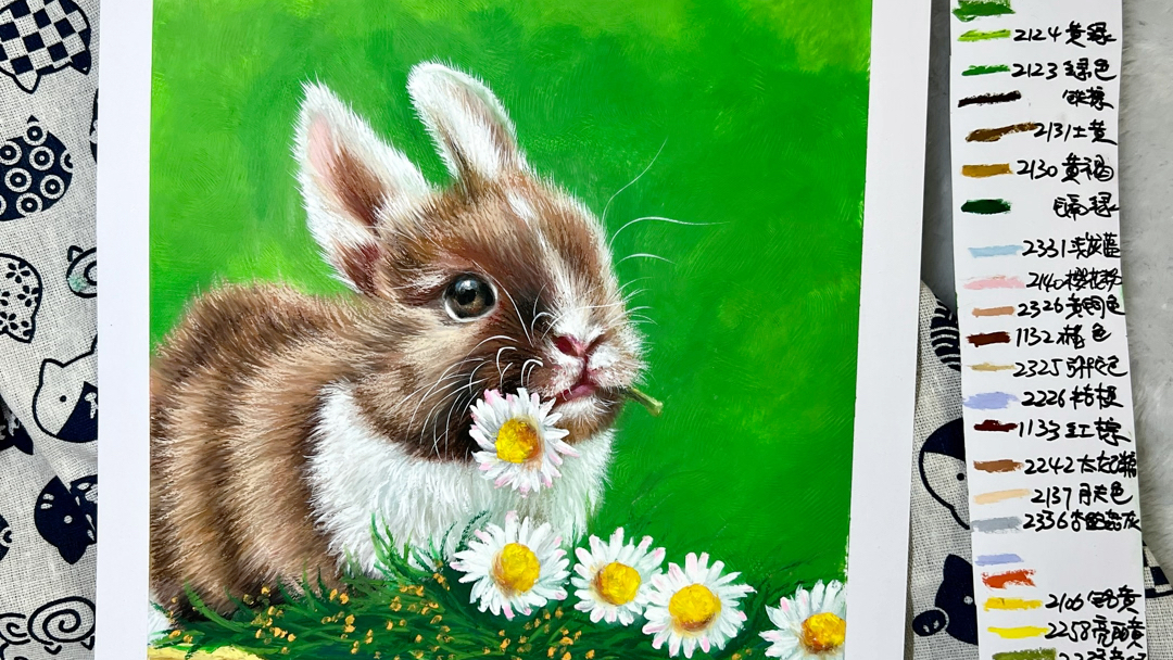 油画棒兔子系列作品之一