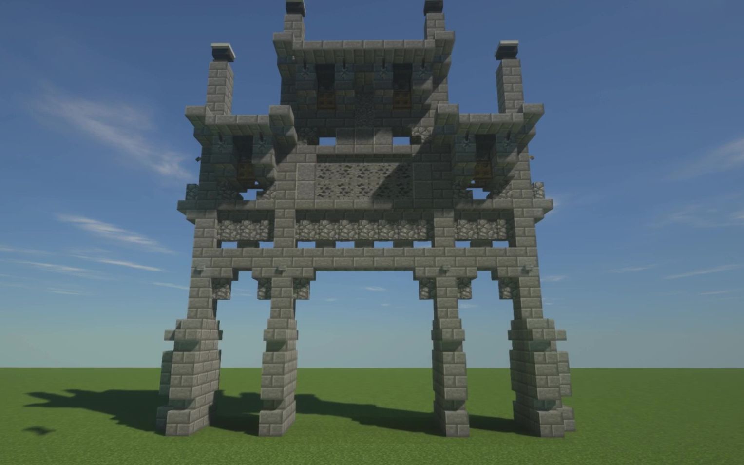 【minecraft】如何制作一个石牌坊?徽派建筑教程第一期!