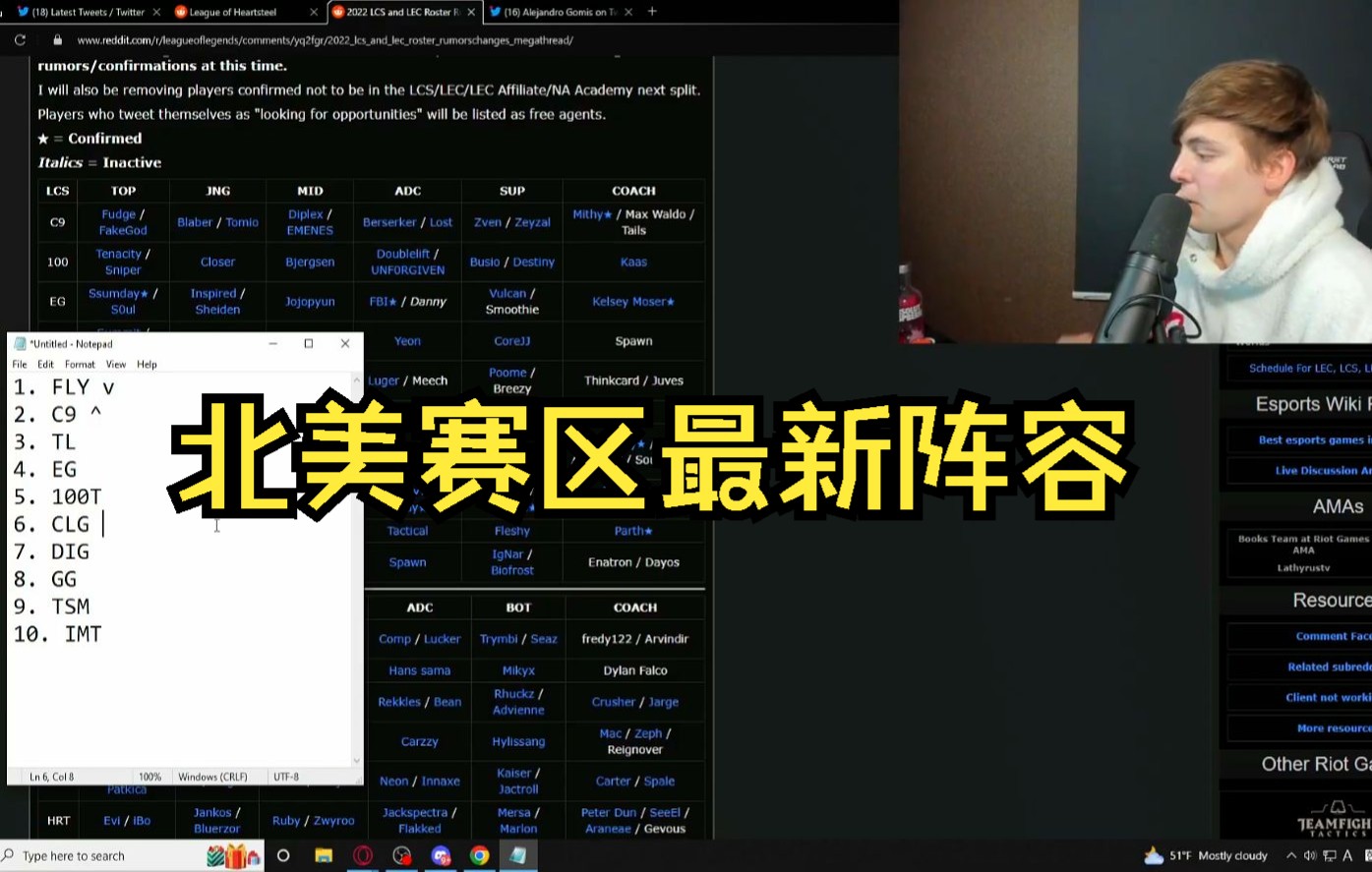 【中字】LCS北美赛区最新阵容&韩吹LS的排名预测电子竞技热门视频