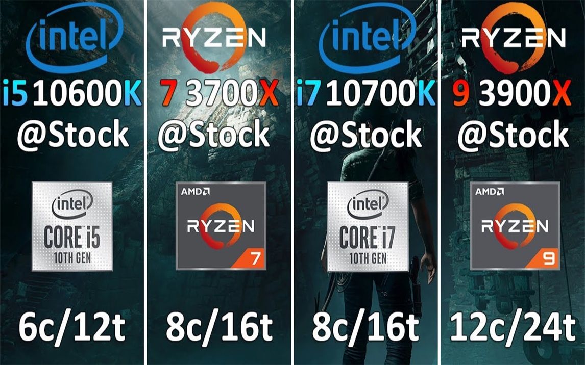 i5-10600k vs r7 3700x vs i7-10700k vs r9 3900x cpu游戏性能测试