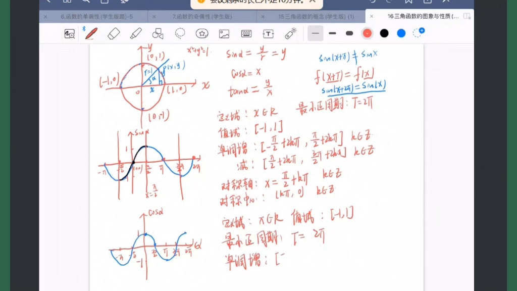 [三角函数02]余弦函数的图像性质