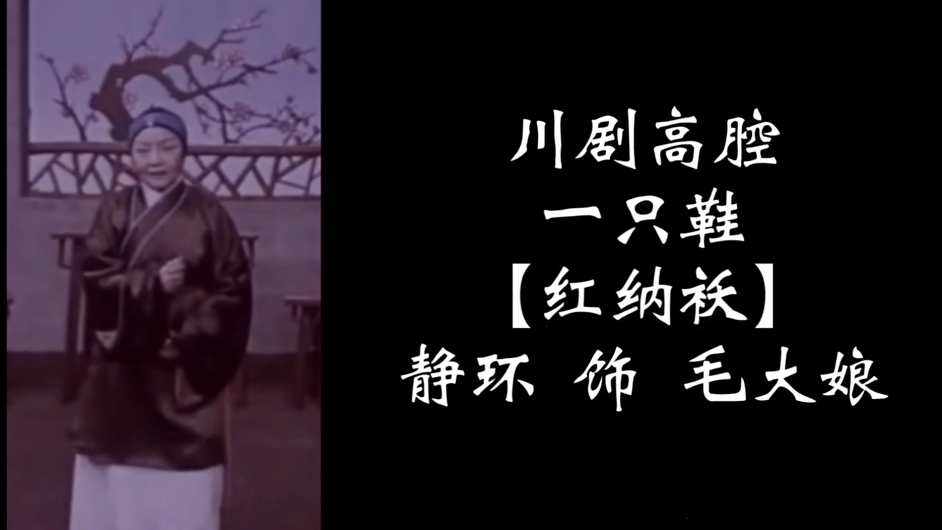 川剧高腔录音 带字幕 《一只鞋》选段【红纳袄】静环 饰 毛大娘