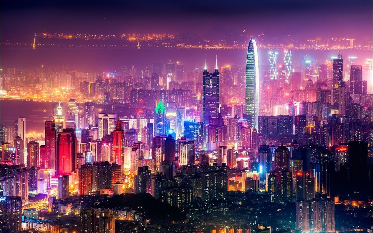 航拍中国深圳市(shenzhen)夜景_哔哩哔哩_bilibili