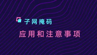 子网掩码的应用和注意事项