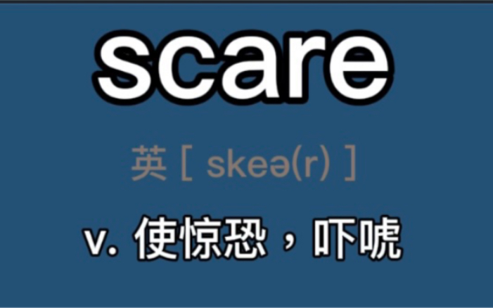 〖考研+四六级〗scare:v. 使惊恐,吓唬; 害怕,恐惧哔哩哔哩bilibili