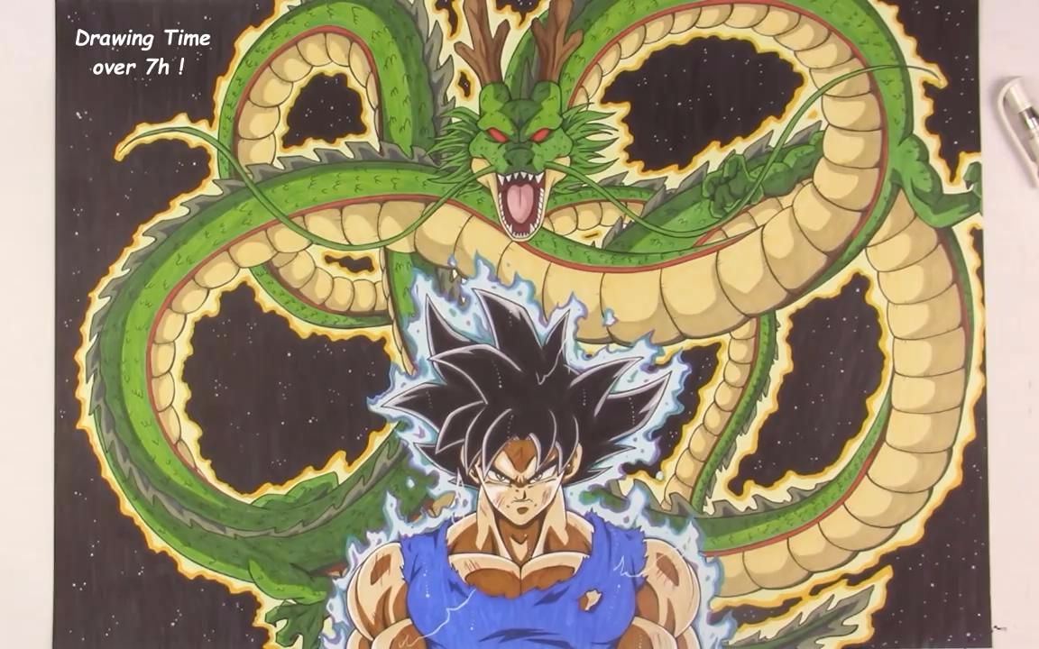 外国大神马克笔手绘神龙与悟空全过程!