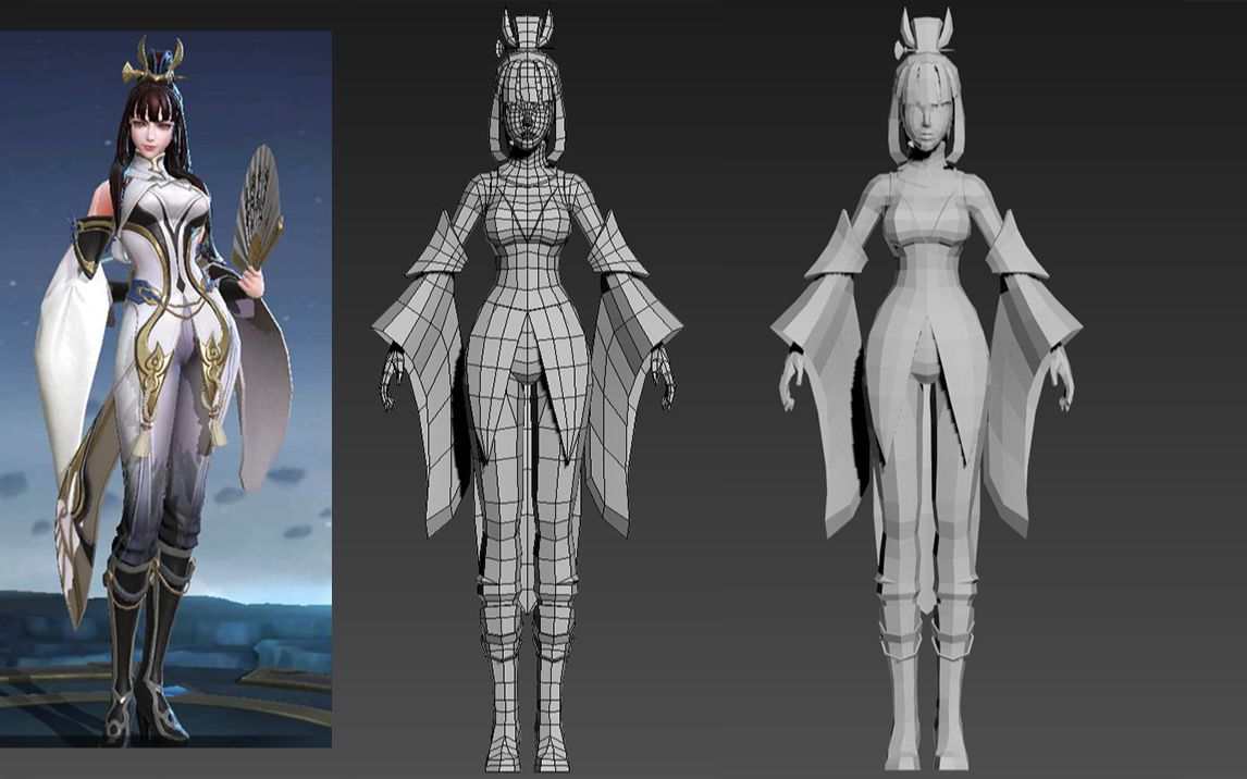 【3dmax游戏建模】《王者荣耀》上官婉儿皮肤模型制作,3dmax零基础