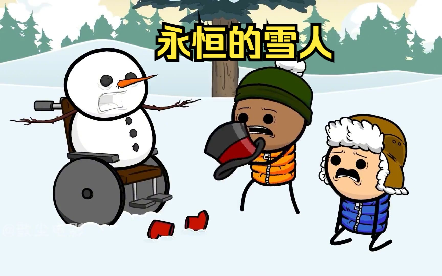 [图]男孩为了让雪人永存，竟自己变成了雪人