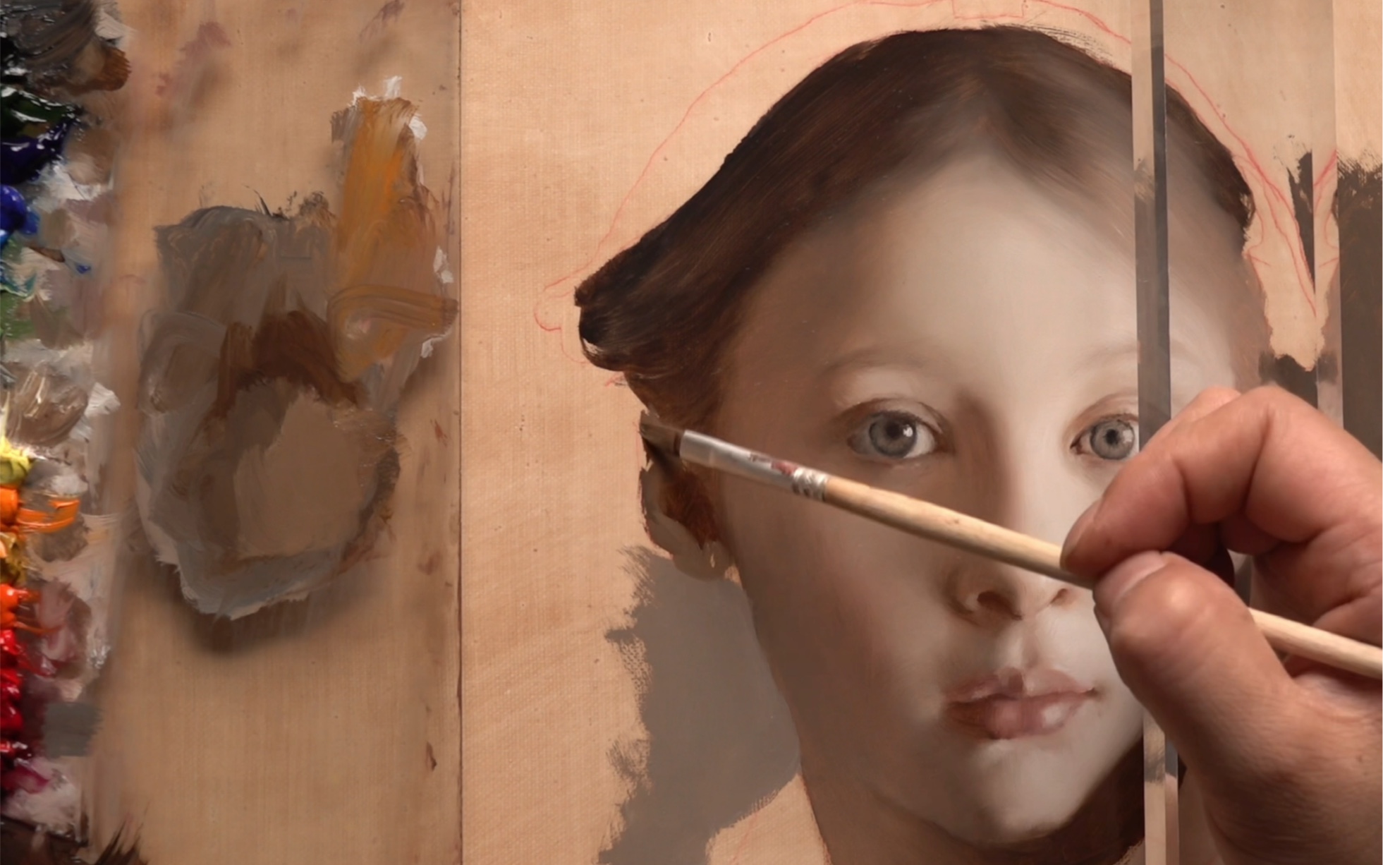 宾卡斯提白罩染技法,写实油画人物肖像