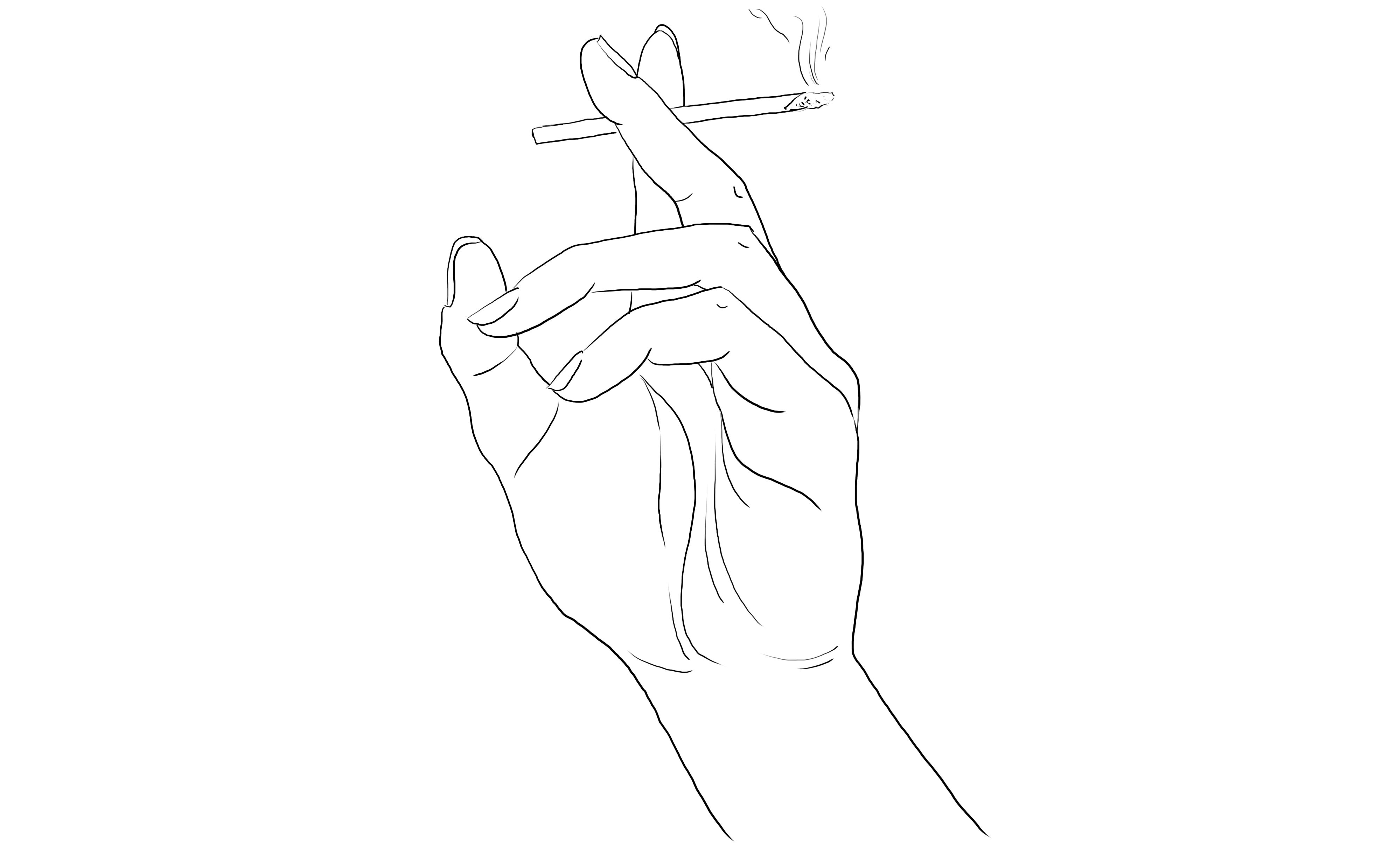 抽香烟简笔画图片