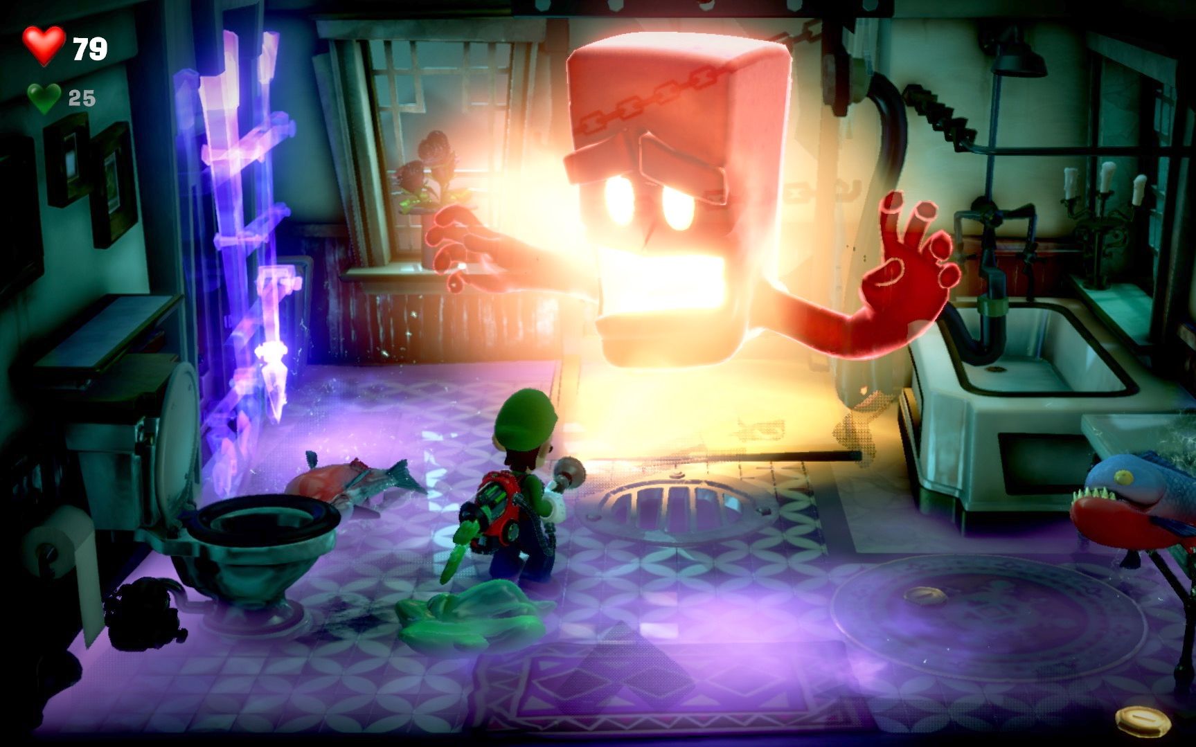 (60p)《路易基鬼屋3》双人玩,在11楼迷路被追着打