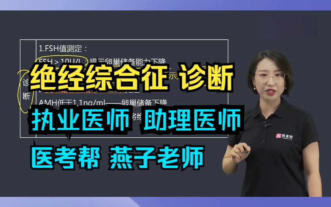 【执业医师 &助理医师 考试】 绝经综合征 诊断,医考帮 燕子老师哔哩哔哩bilibili