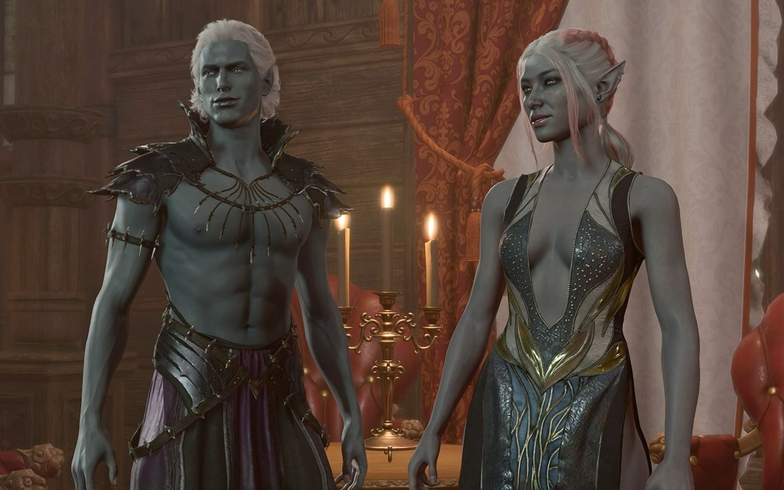 【博德之门3】四号补丁后新版卓尔双子动画(浪漫对象明萨拉)