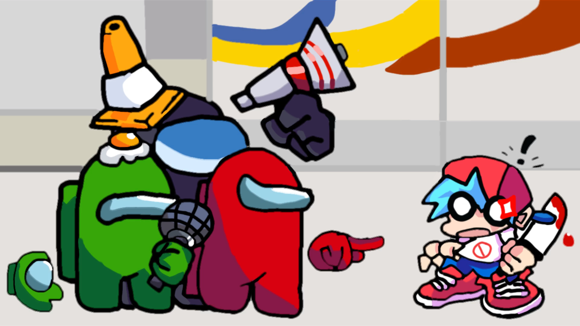 【指绘/fnf/among us】三位老朋友 但这回身份反转!