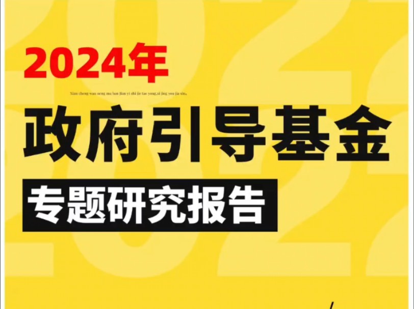 《2024年政府引导基金专题研究报告》报告共计46页!哔哩哔哩bilibili