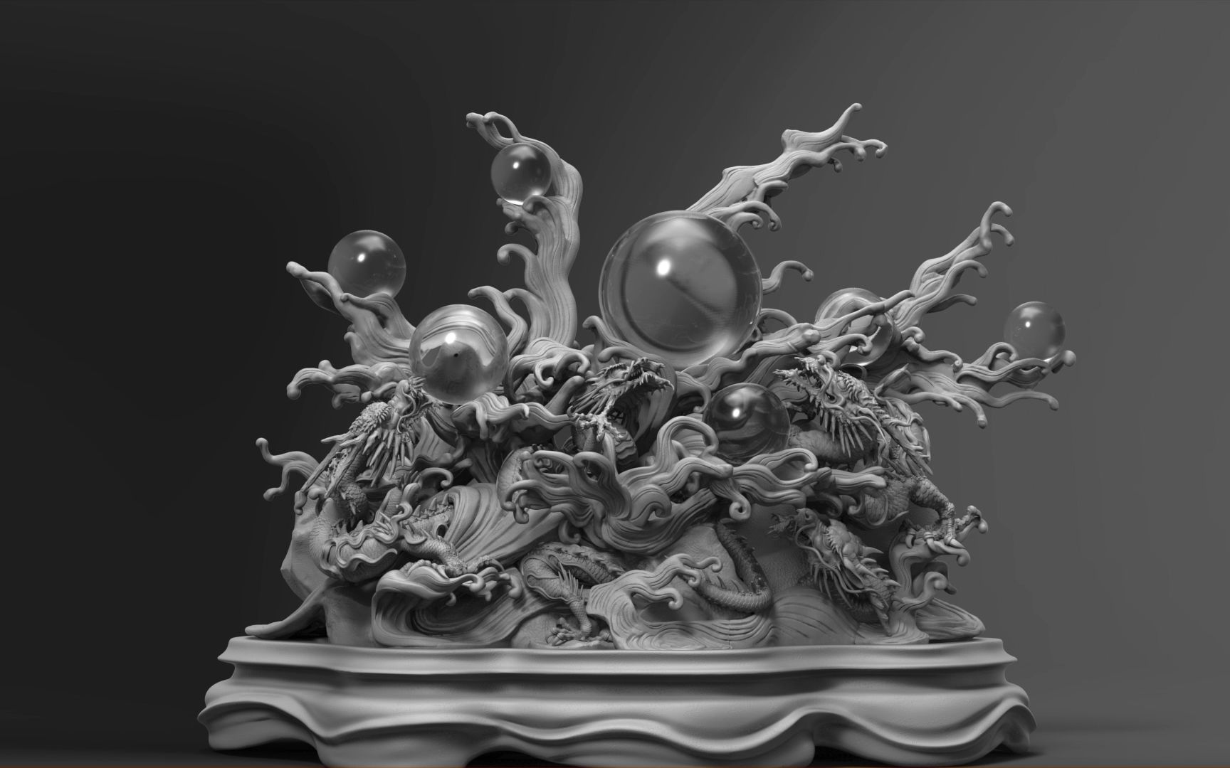 奥格青铜水晶球作品《海龙争珠》