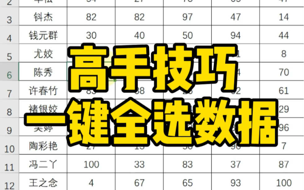 Excel高手技巧,一键全选数据哔哩哔哩bilibili