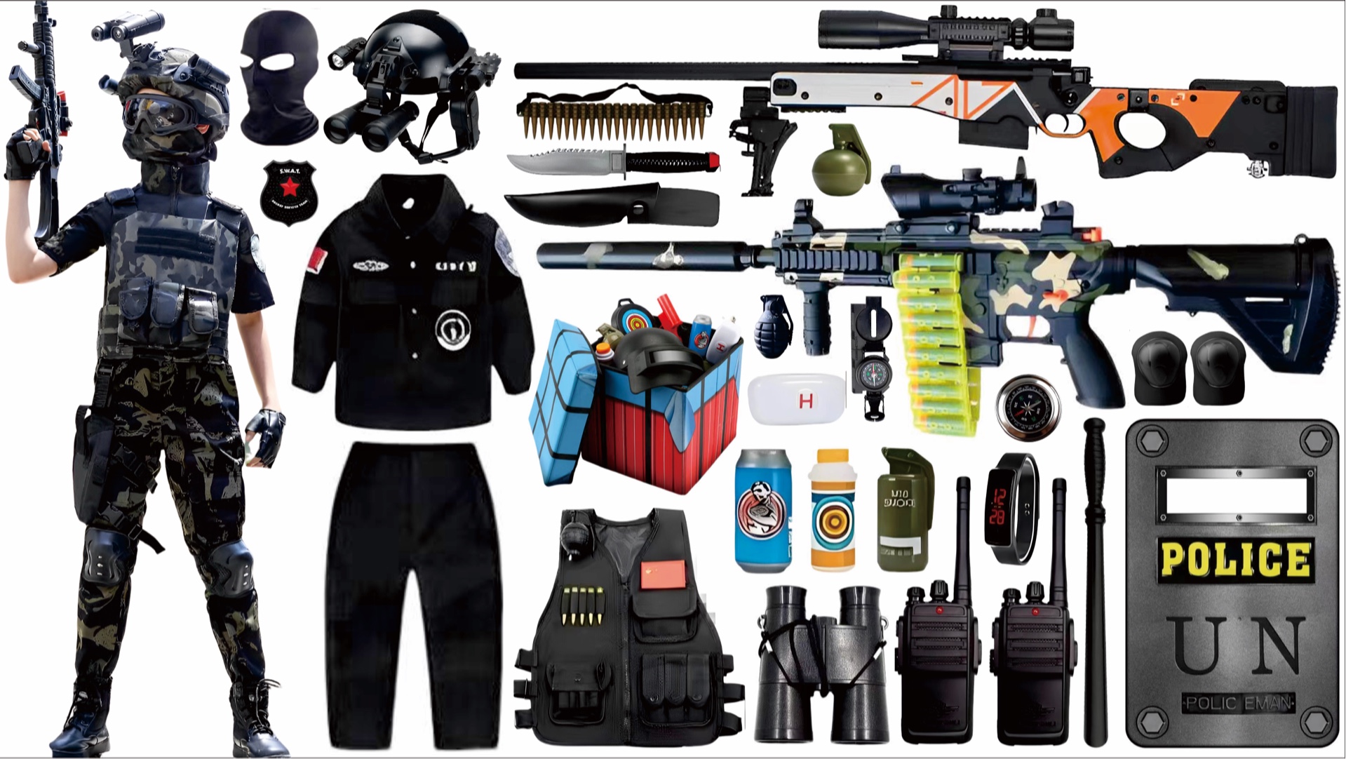 开箱吃鸡游戏玩具套装合集,awm玩具,m416吃鸡玩具,真人吃鸡套装