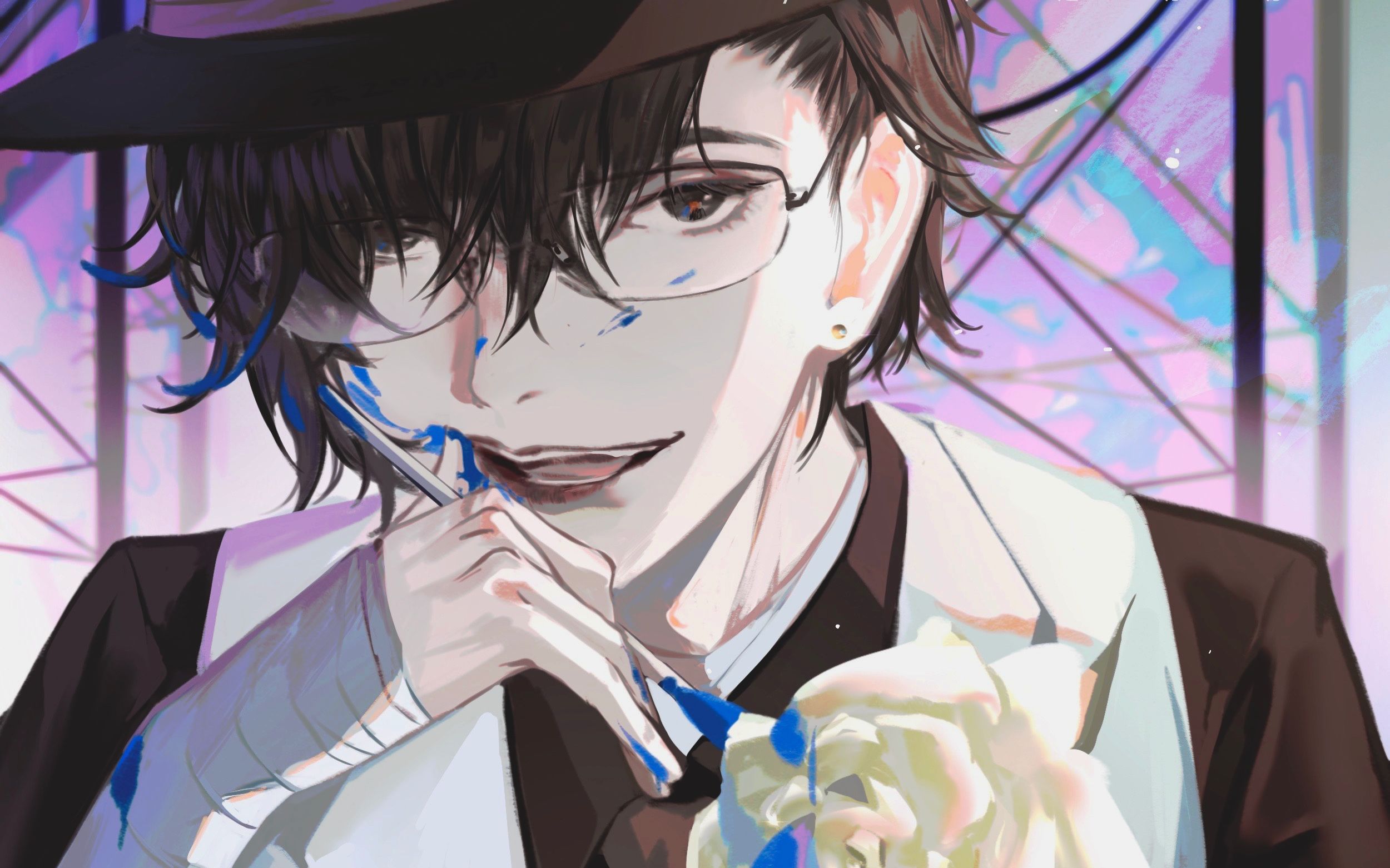 【未之叨叨/绘画过程】文豪野犬 太宰治 :帽子借一下,送你花花