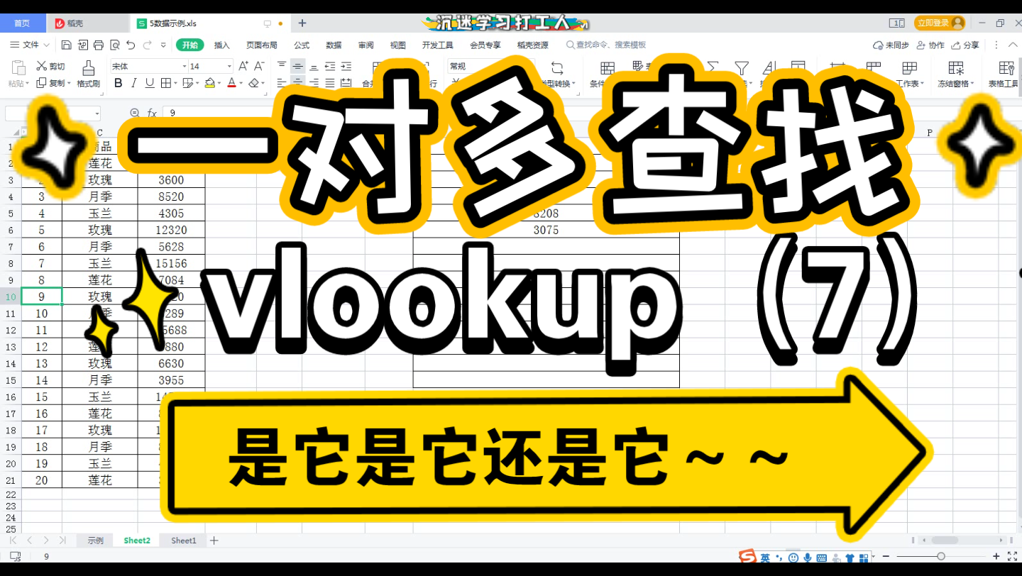 excel1对多查找,vlookup函数,COUNTIF函数,iferror函数,WPS office excel哔哩哔哩bilibili