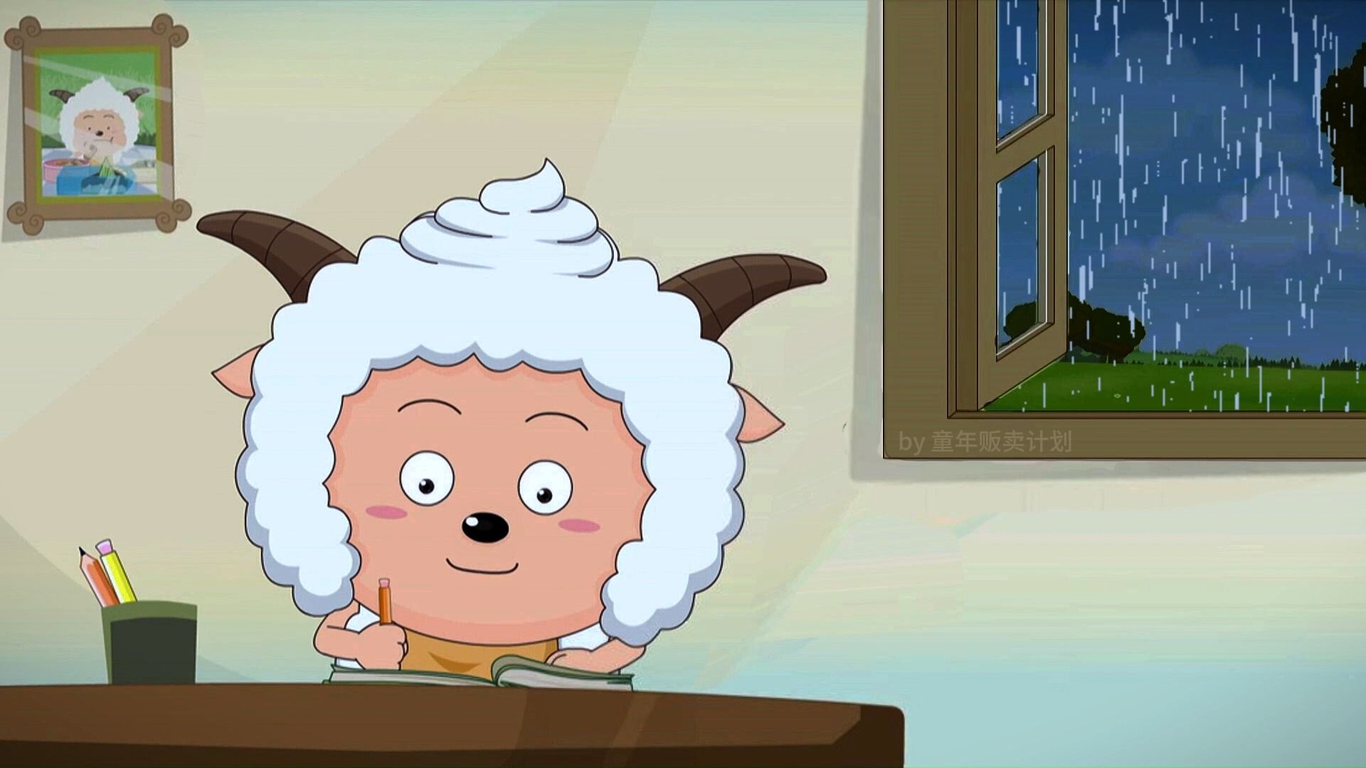 【学习向】雷雨|下雨天-懒羊羊在家写作业;白噪音/环境音:窗外雷雨声