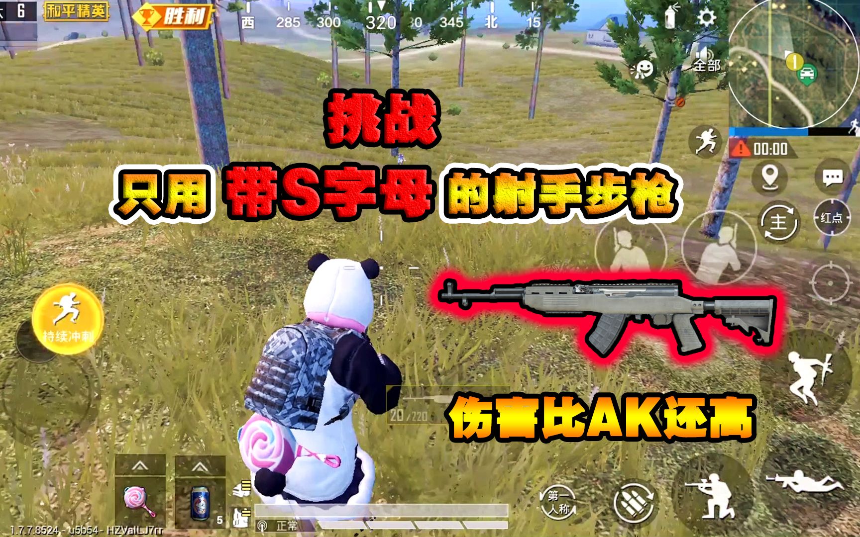 奔奔:挑战带s字母的射手步枪吃鸡,没想到它近战的伤害比ak还高