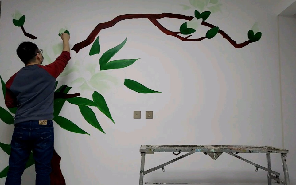 【houge 墙绘】省钱电视墙自己画系列1